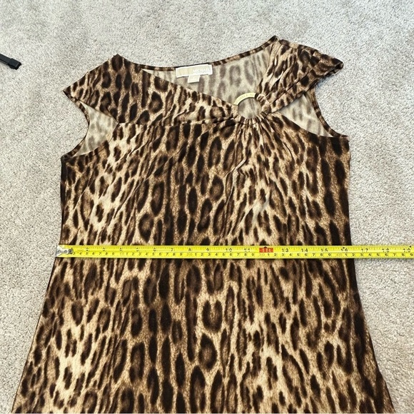 MICHAEL Michael Kors brown tan leopard animal print asymmetrical neckline blouse - Picture 11 of 12